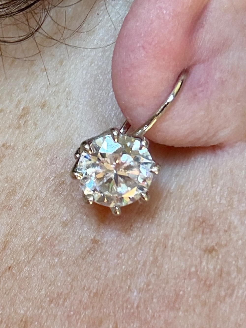 8ctw Moissanite buckle back earrings in 935 Argentium silver! Classy! - Picture 8 of 16